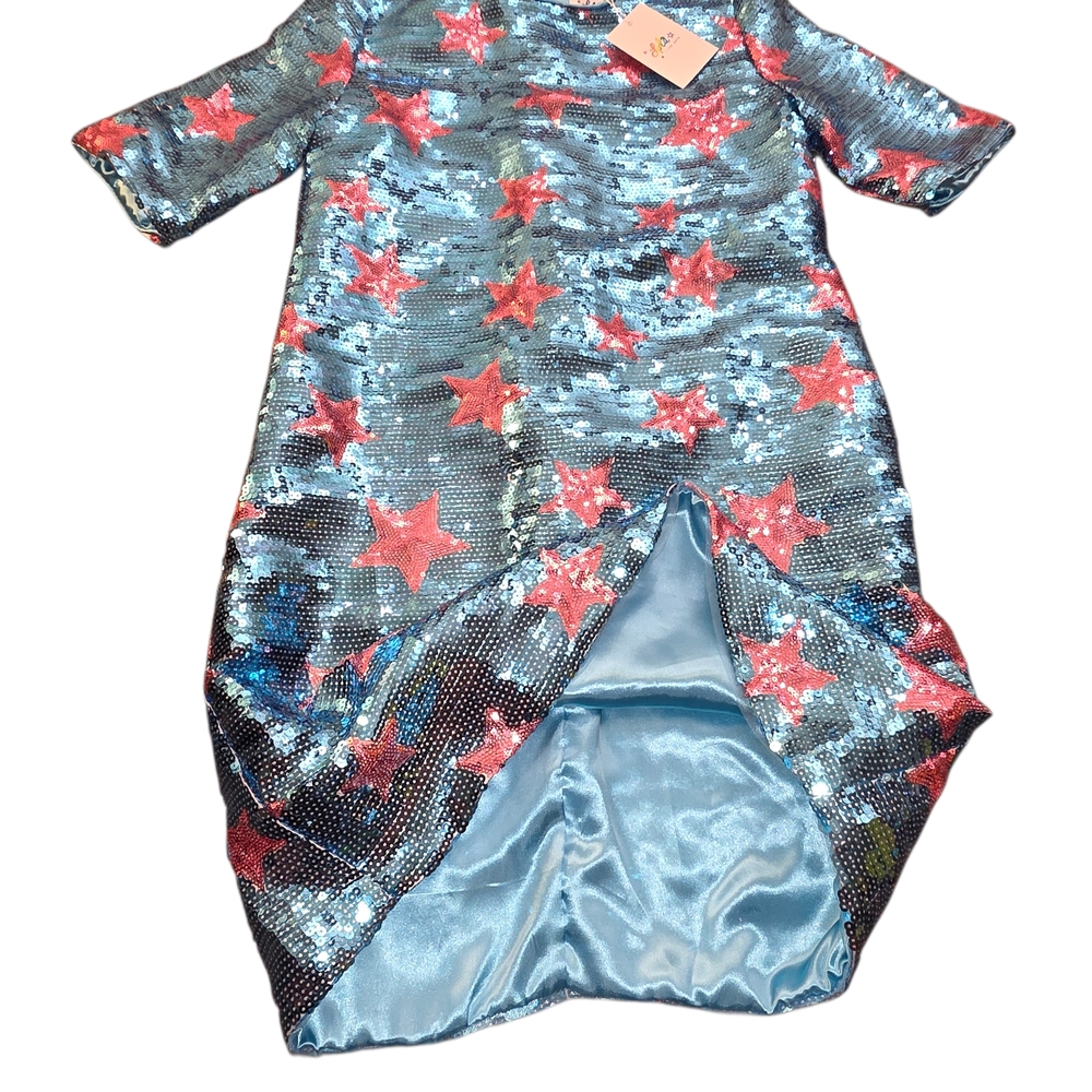 Lola + The Boys All Over Star  Girls 14 Sequin Star Dress Blue Pink NWT Party - Picture 7 of 13